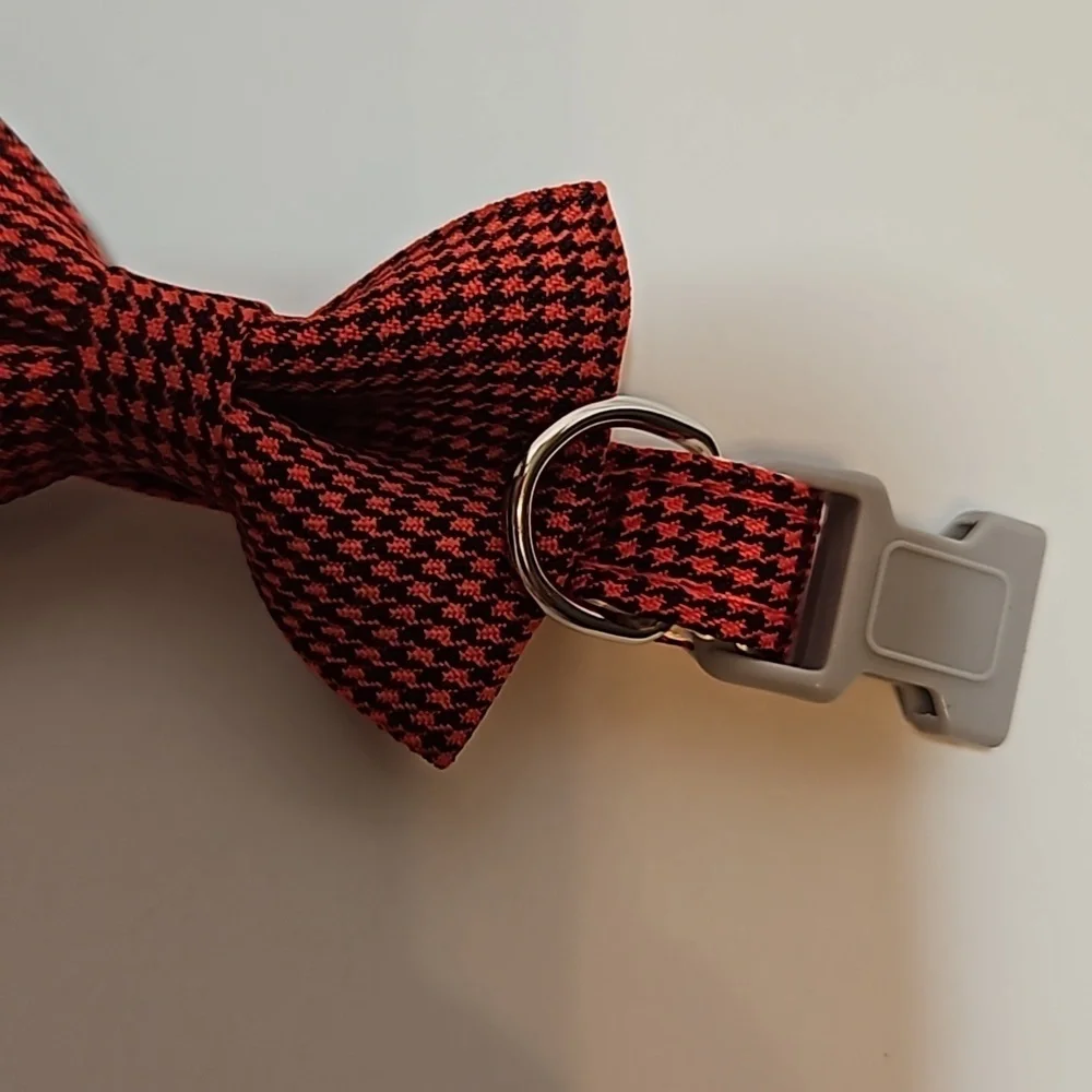 Raccolta Plastica Pet Essential Bow Collar Red Black Houndstooth pattern S-M Pet